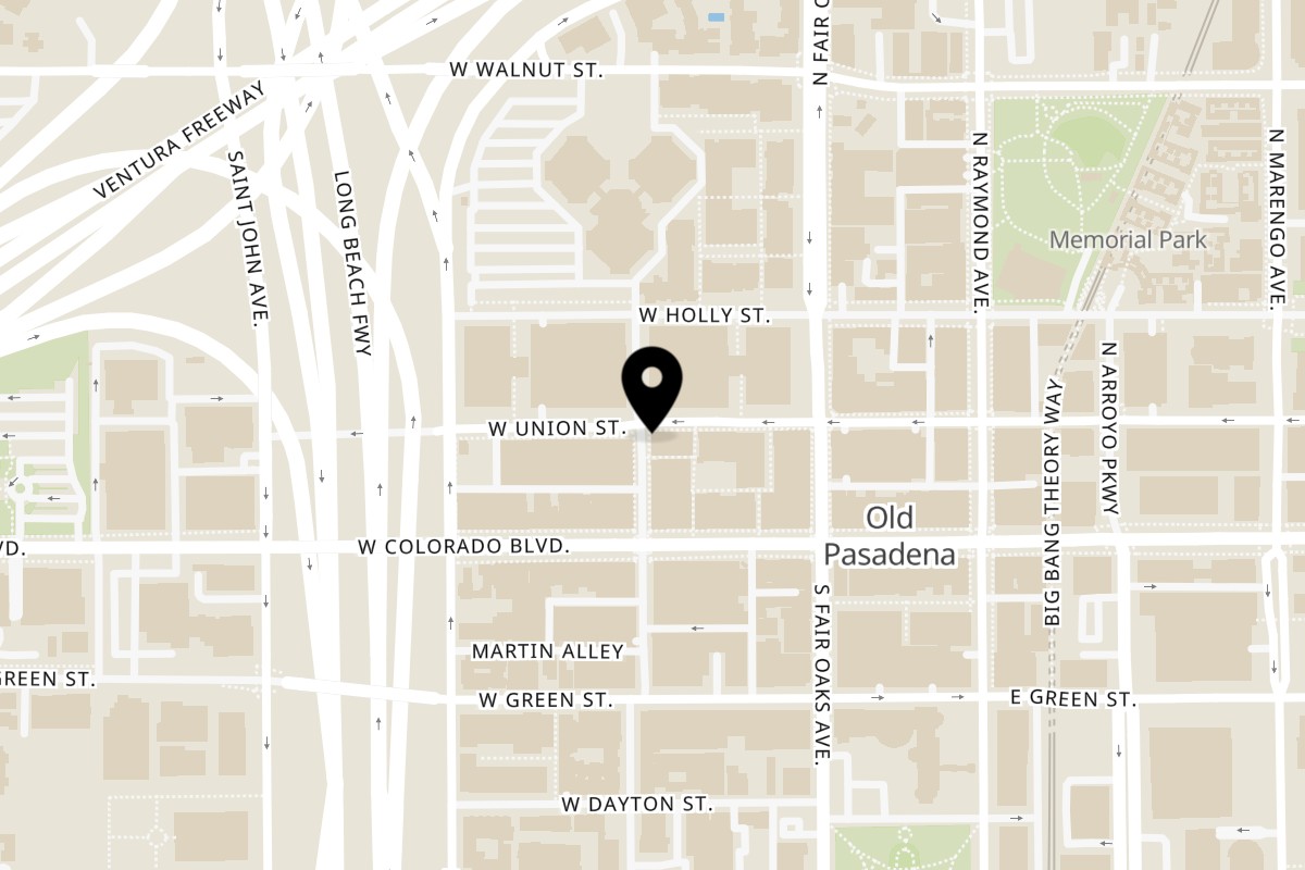 Map showing the location of The Kitchen Italian Cafe & Pizzeria on 78 W Union St in Pasadena